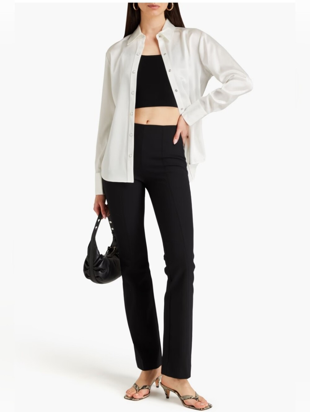 Rag & Bone Simone Stretch Cotton Twill Flared Pants Black Size 4 - Picture 2 of 10